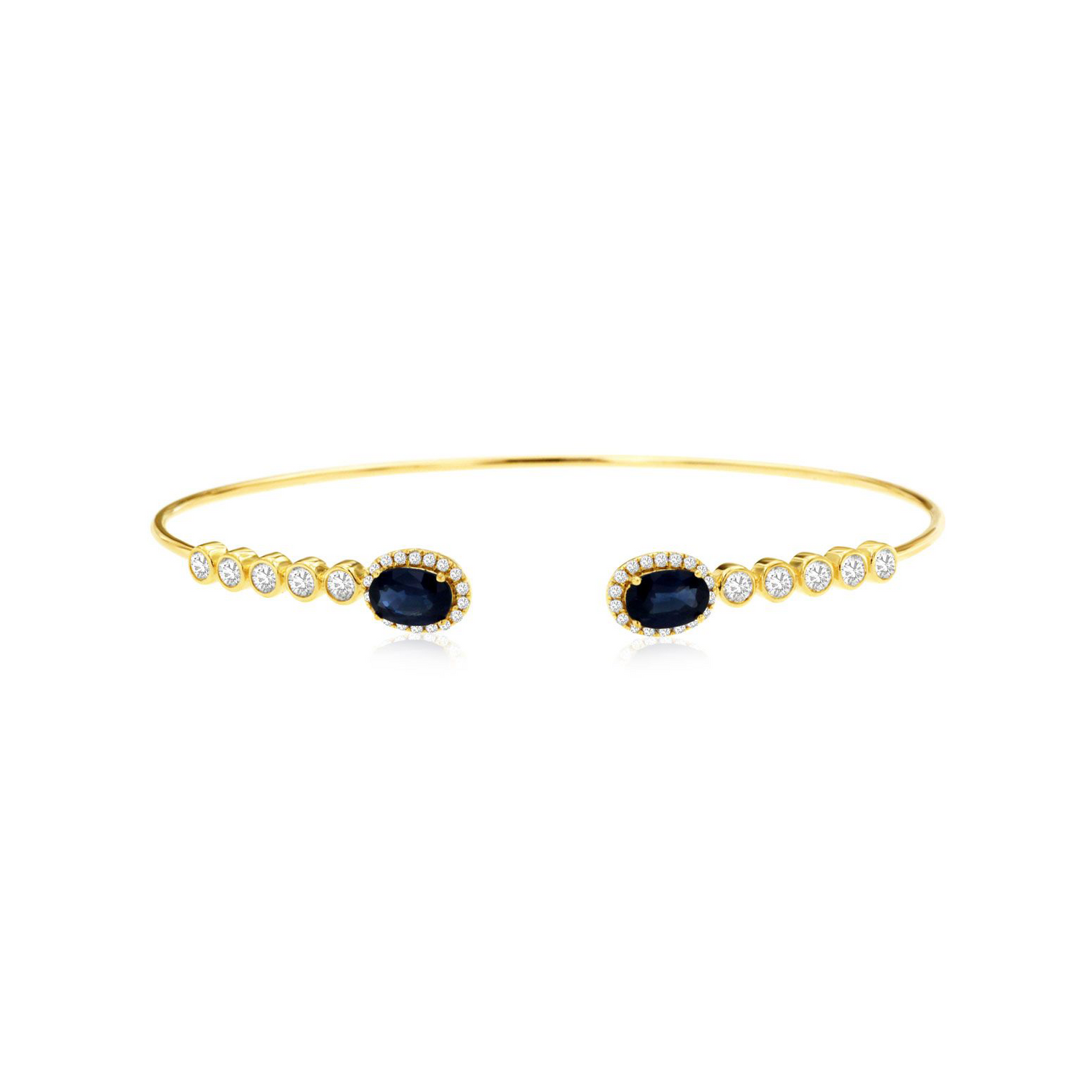 Sabel Collection 14K Yellow Gold Oval Sapphire and Diamond Bangle